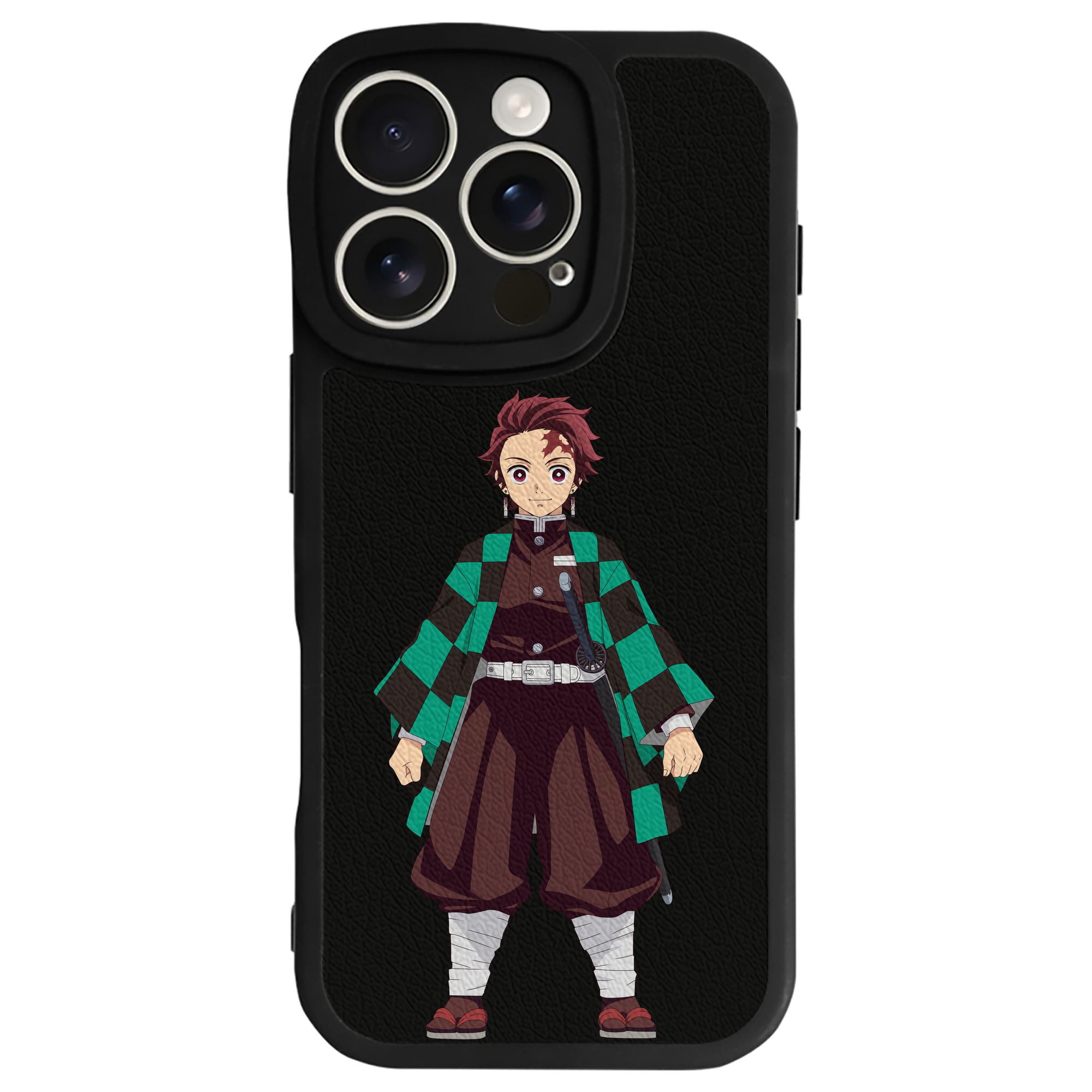（画像用） 鬼滅の刃 竈門 炭治郎／かまど たんじろう Kamado Tanjirou 【iPhone 16シリーズ対応】シリコンスマホケース（レザー調） 材質：シリコン